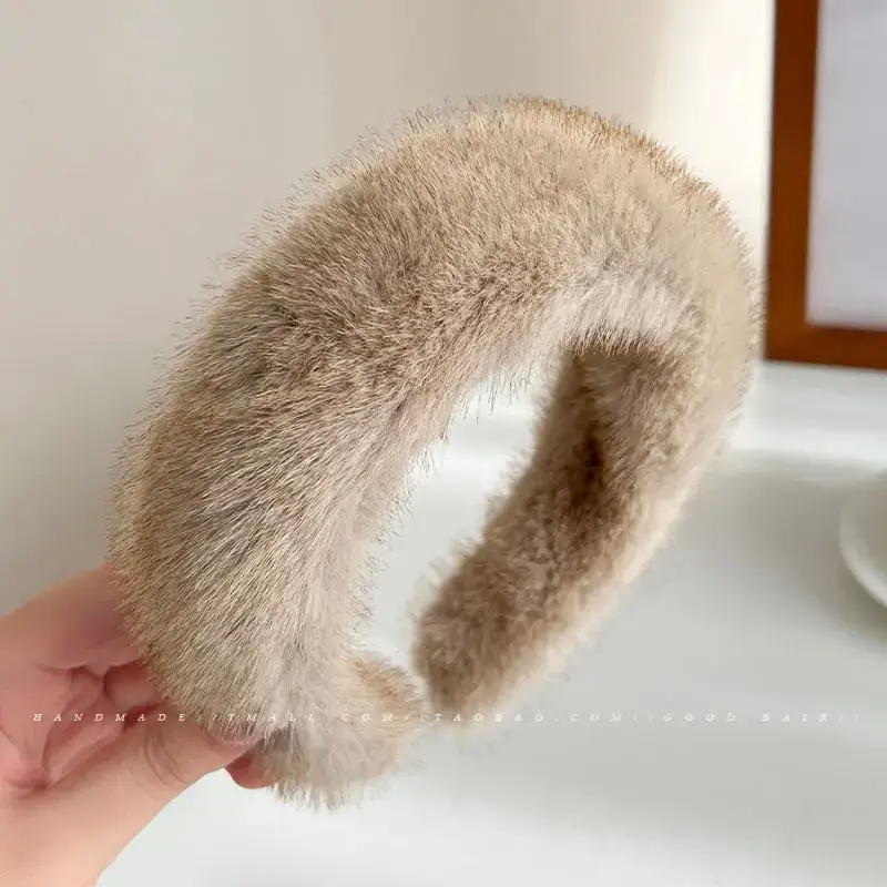 Faux Mink Hair Headband for Women 2023 New