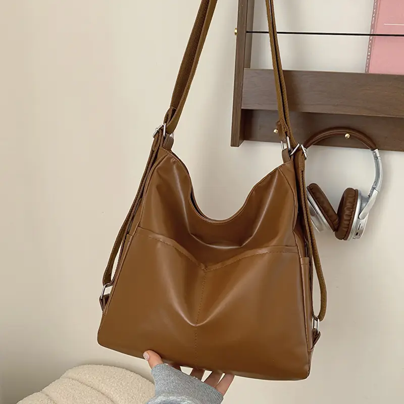 Black Leather Underarm Bag for College Women 2023 - Image 3