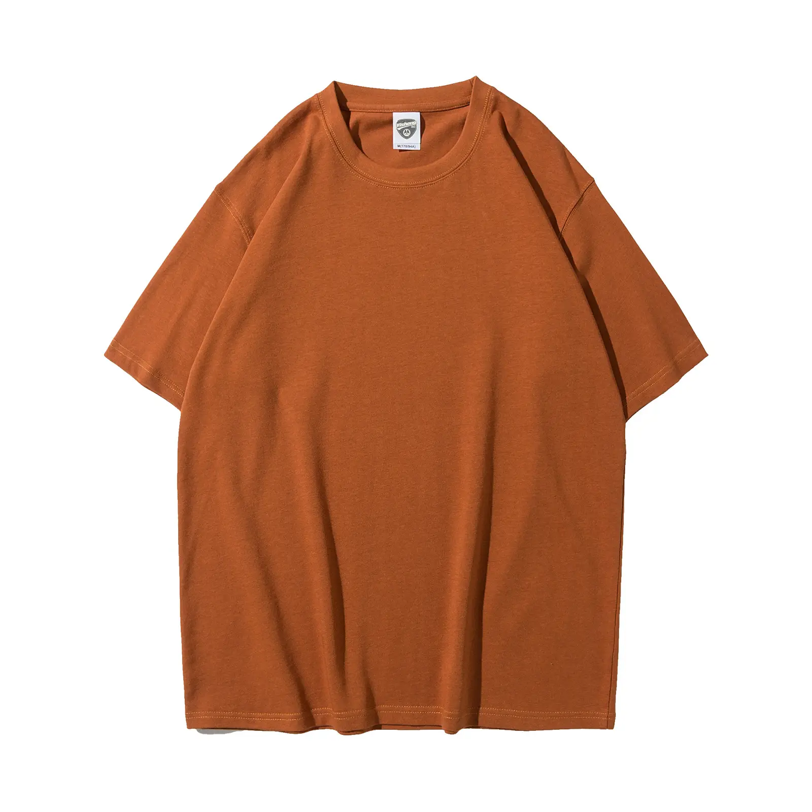 280g Cotton Drop Shoulder T-Shirt Brown Large - Image 5