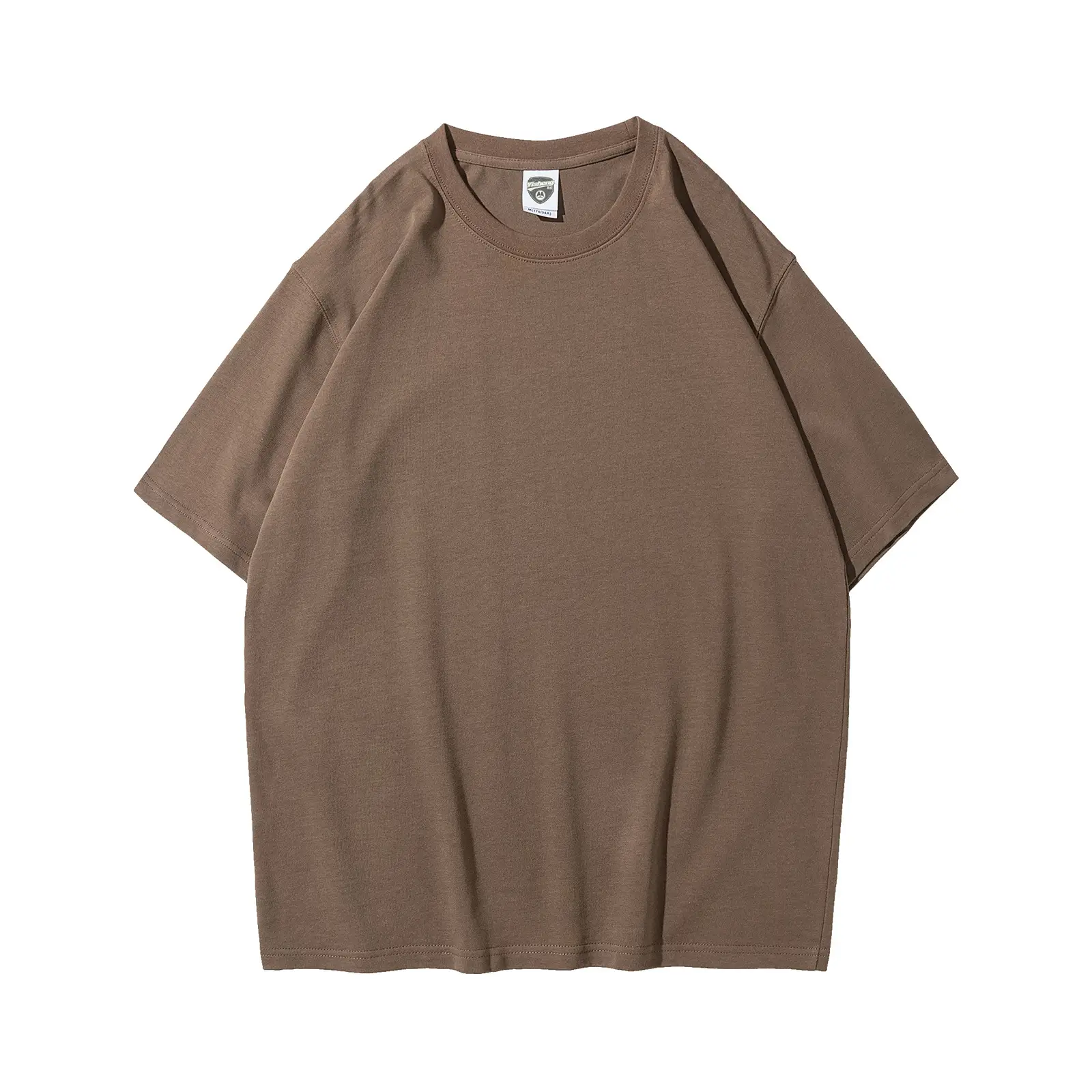 280g Cotton Drop Shoulder T-Shirt Brown Large - Image 8
