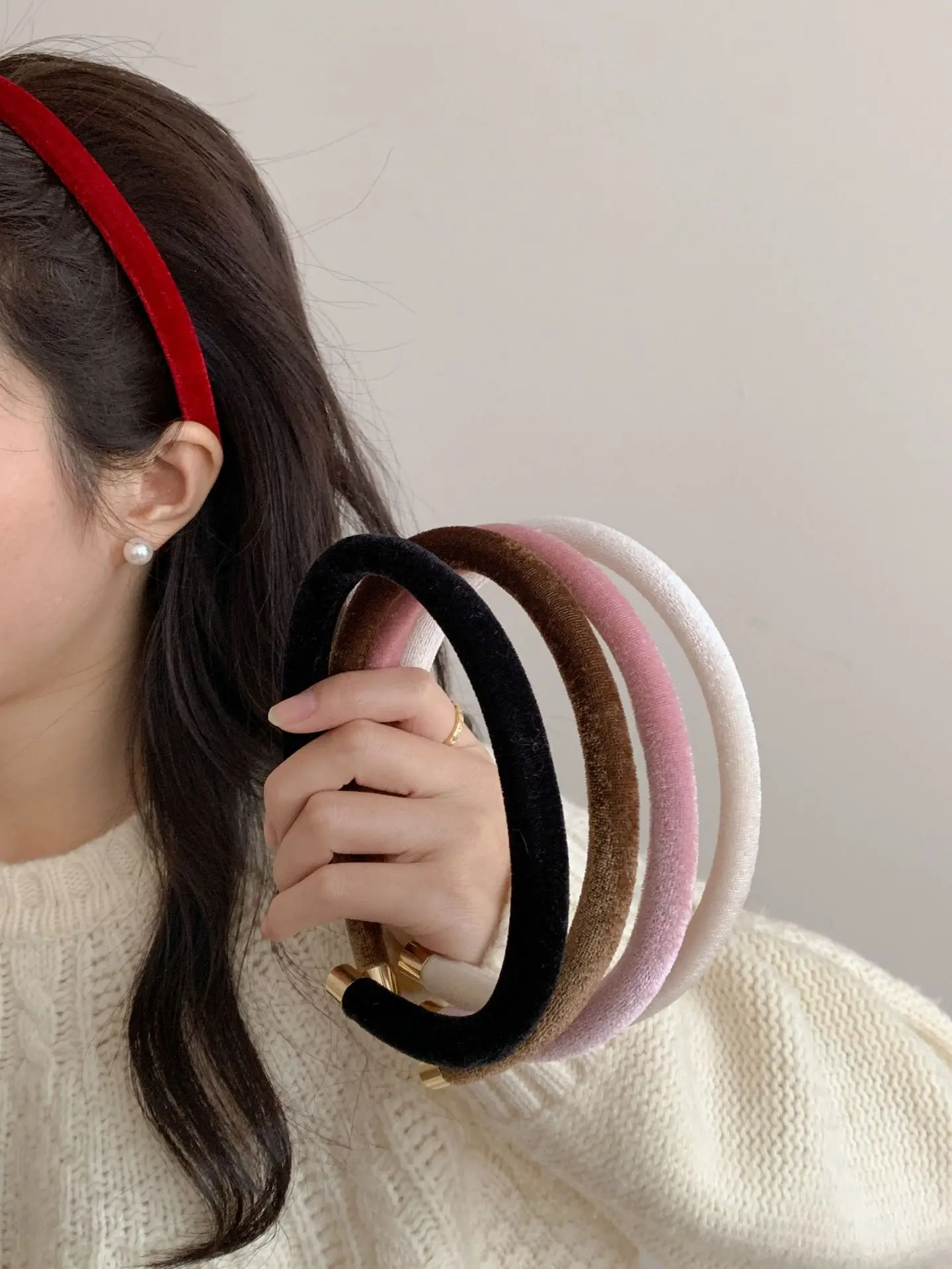 Women's Pink Headband with Pearl Earrings — feature 3