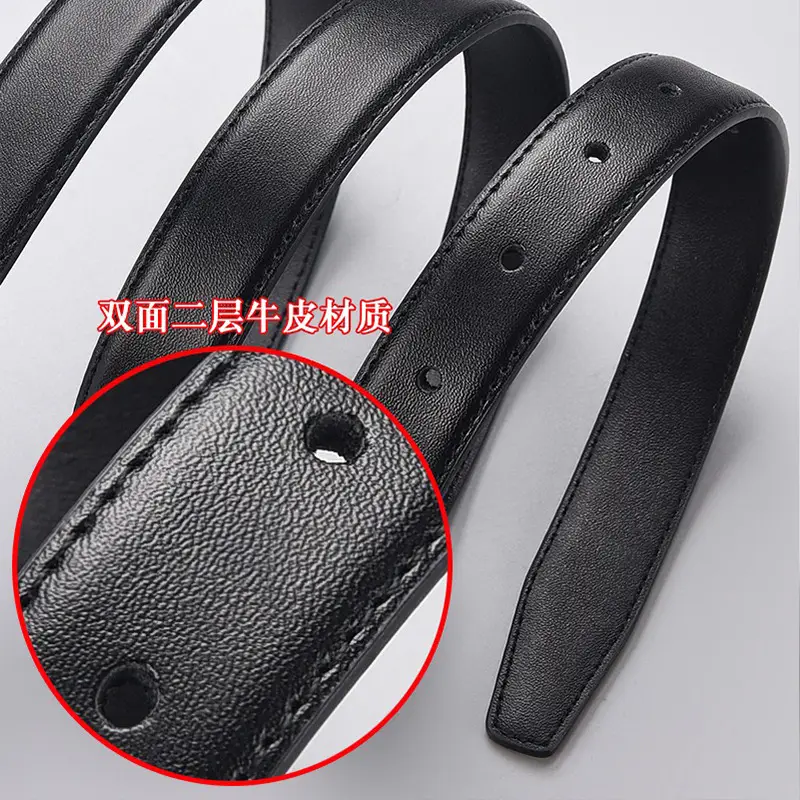 Women's Black Leather Belt with No Buckle - Image 15
