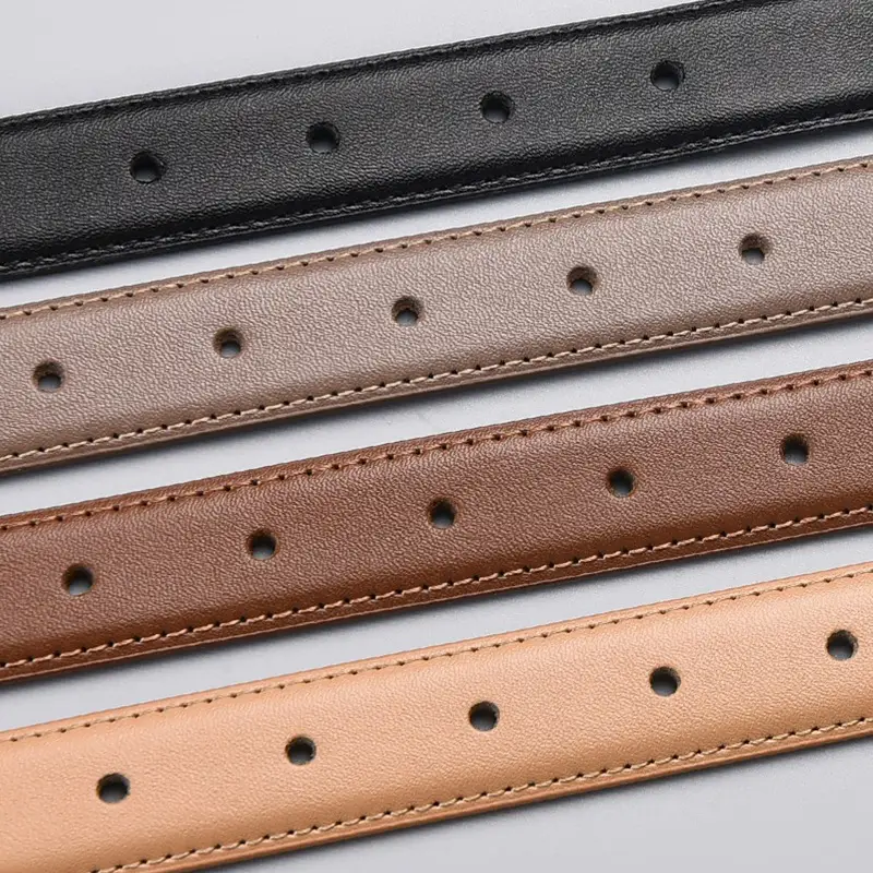 Women's Black Leather Belt with No Buckle - Image 16