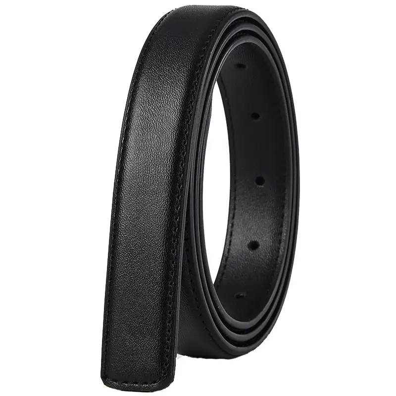 Women's Black Leather Belt with No Buckle - Image 17