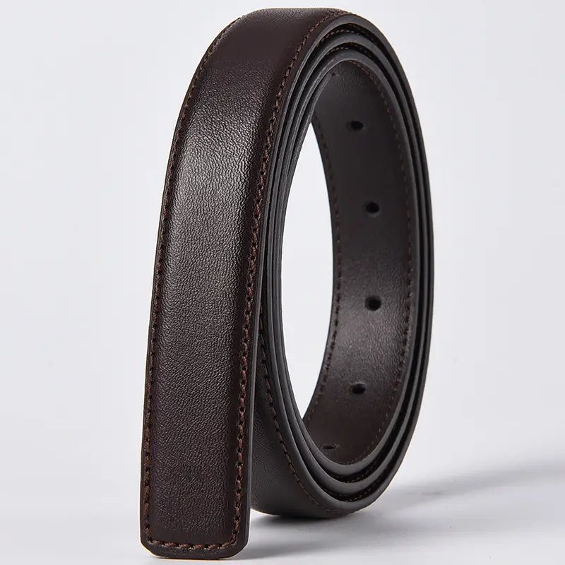 Women's Black Leather Belt with No Buckle — feature 12