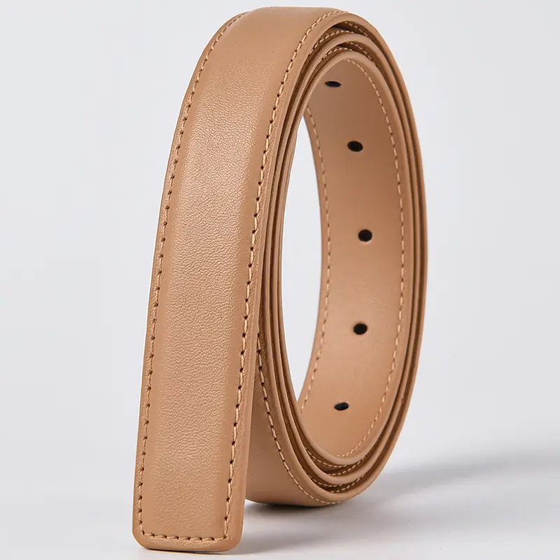 Women's Black Leather Belt with No Buckle — feature 13