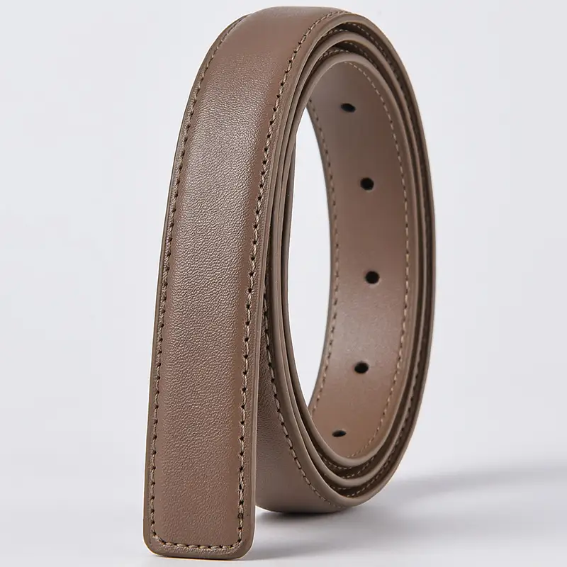 Women's Black Leather Belt with No Buckle — feature 15