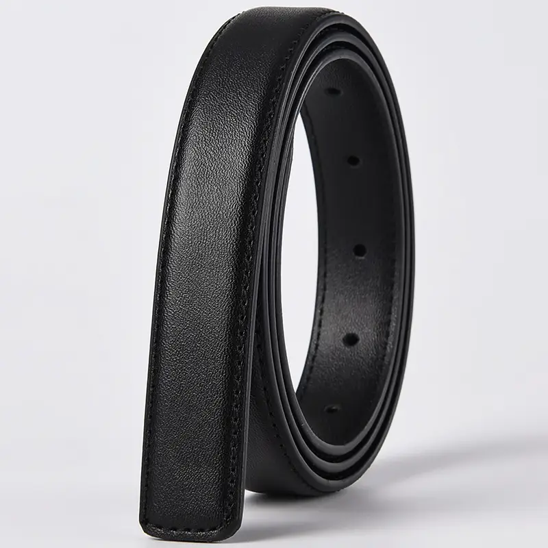 Women's Black Leather Belt with No Buckle — feature 9