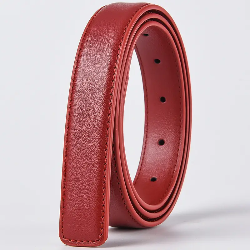 Women's Black Leather Belt with No Buckle - Image 12