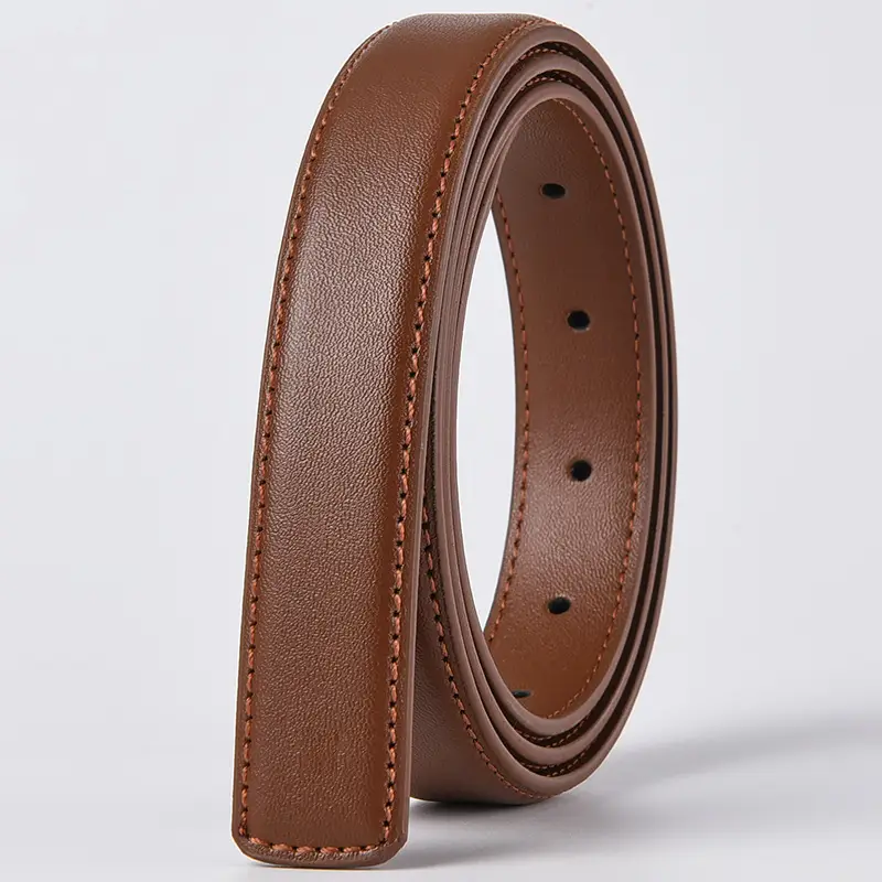 Women's Black Leather Belt with No Buckle - Image 3
