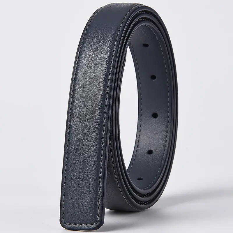 Women's Black Leather Belt with No Buckle - Image 7