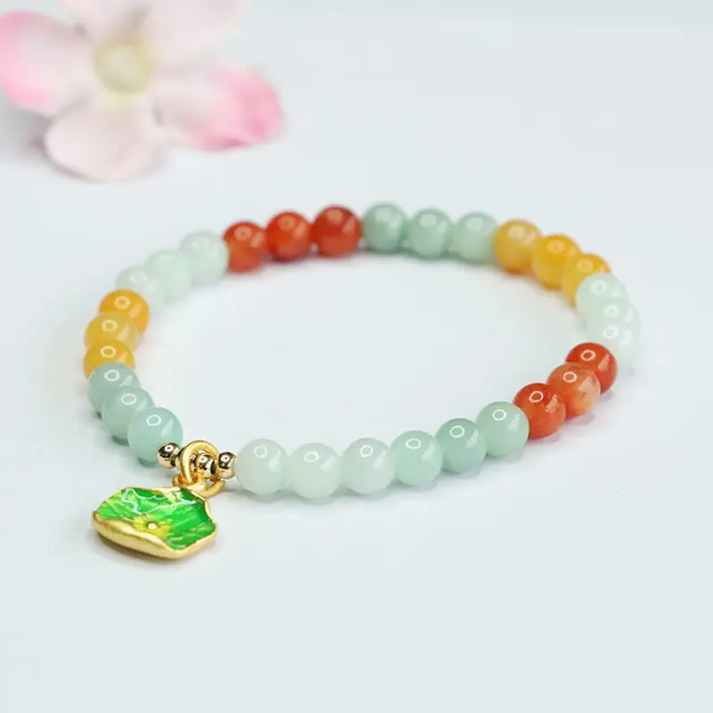 Golden Silk Jade Bracelet Colorful Natural Jade - Image 3