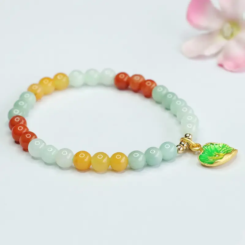 Golden Silk Jade Bracelet Colorful Natural Jade - Image 4