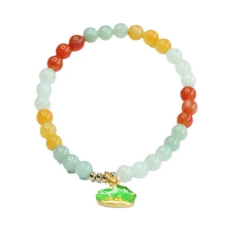 Golden Silk Jade Bracelet Colorful Natural Jade - Image 6