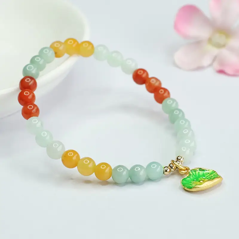 Golden Silk Jade Bracelet Colorful Natural Jade — feature 9