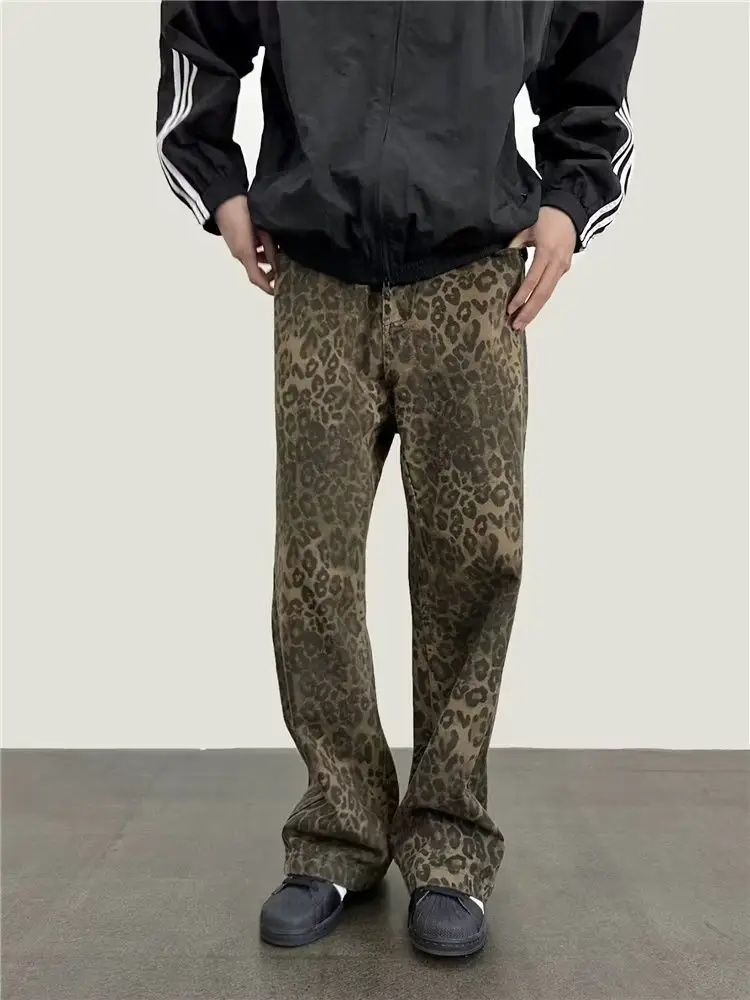 Men Leopard Print Wide Leg Pants Autumn Loose Fit — feature 9
