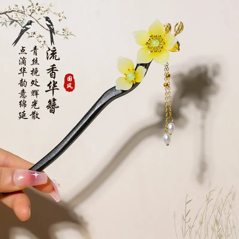 Antique Floral Hairpin Tassel for Women