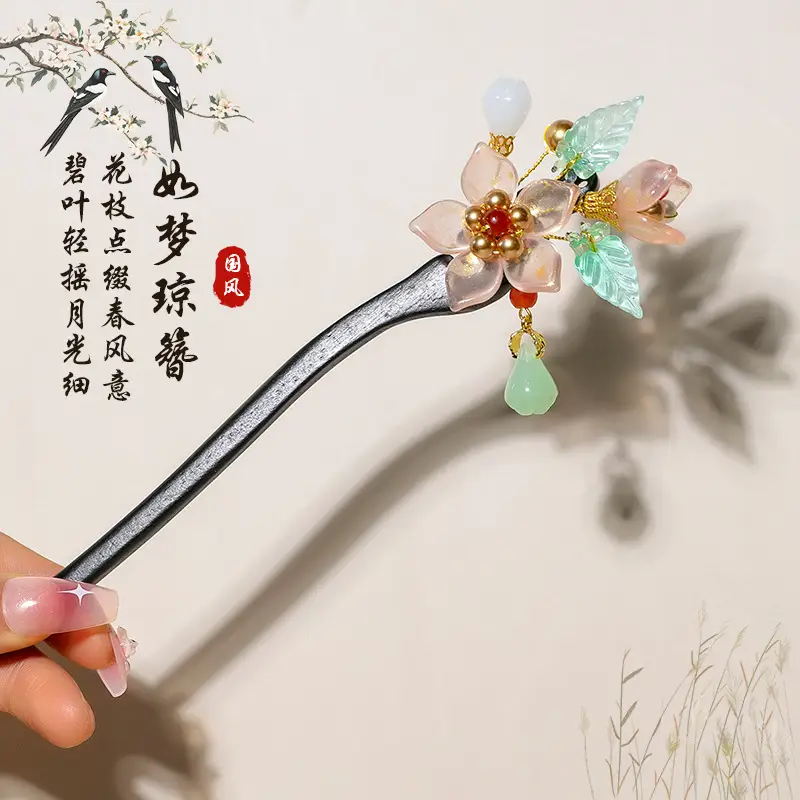 Antique Floral Hairpin Tassel for Women