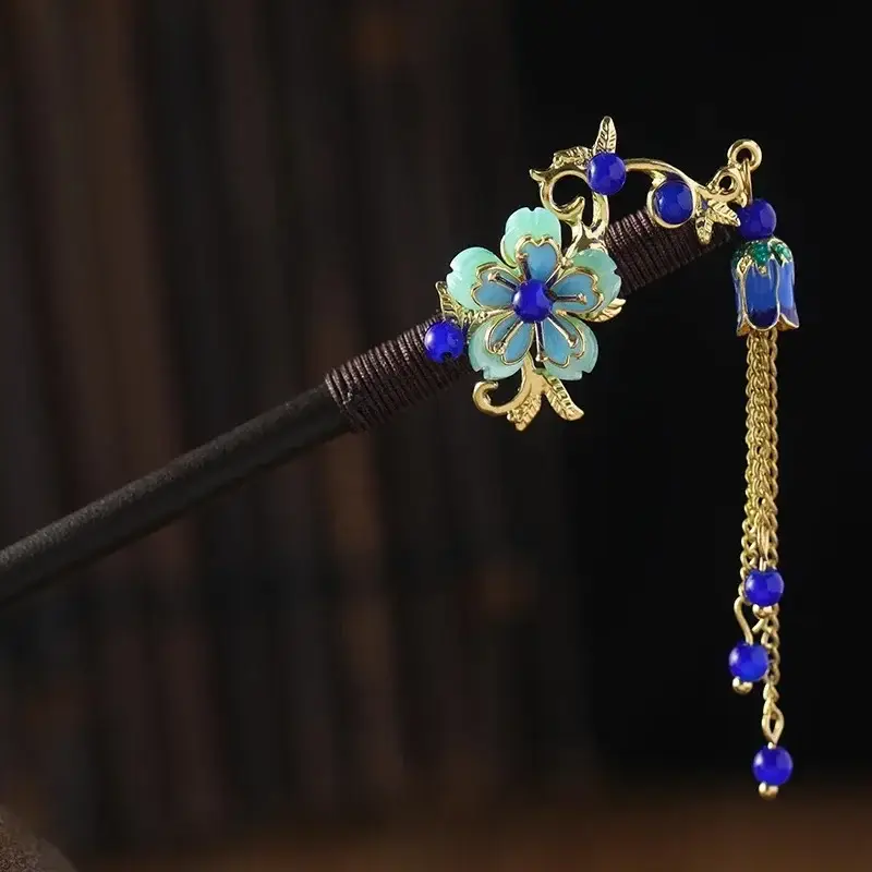 Antique Floral Hairpin Tassel for Women