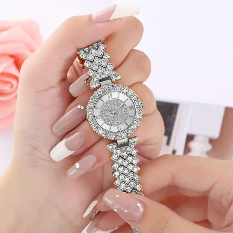 Roses Gold Cross Diamond Bracelet Set for Women