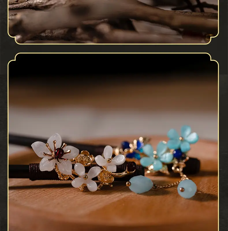 Ancient Flower Hairpin with Blue Stones — feature 16