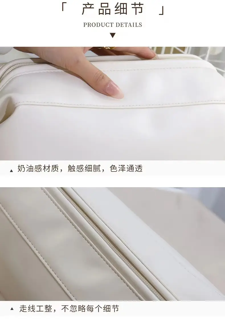 Pu Double-Layer Makeup Bag Large Capacity Tan — feature 14