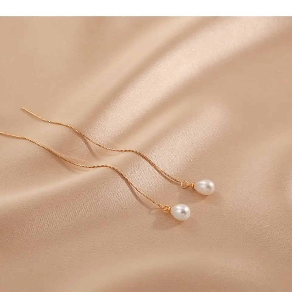 Natural Freshwater Pearl Earrings Women's Summer Elegant 925 Sterling Silver - Image 3