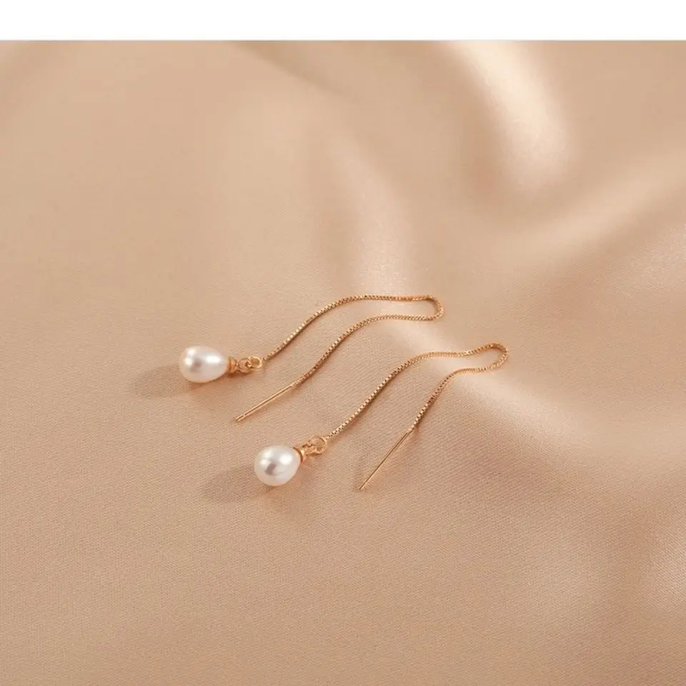 Natural Freshwater Pearl Earrings Women's Summer Elegant 925 Sterling Silver — feature 4