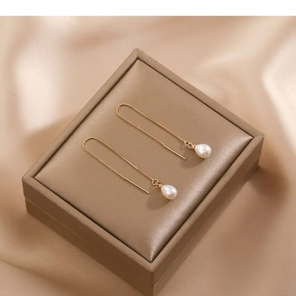 Natural Freshwater Pearl Earrings Women's Summer Elegant 925 Sterling Silver — feature 5