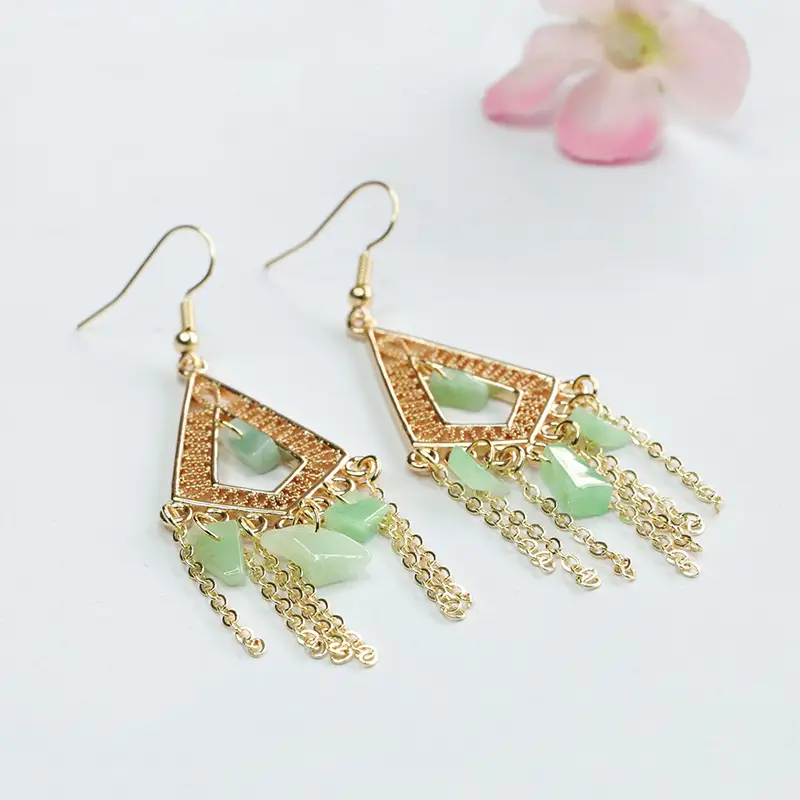 Guan Yu Jade Fruit Green Irregular Earrings for Women - Image 5