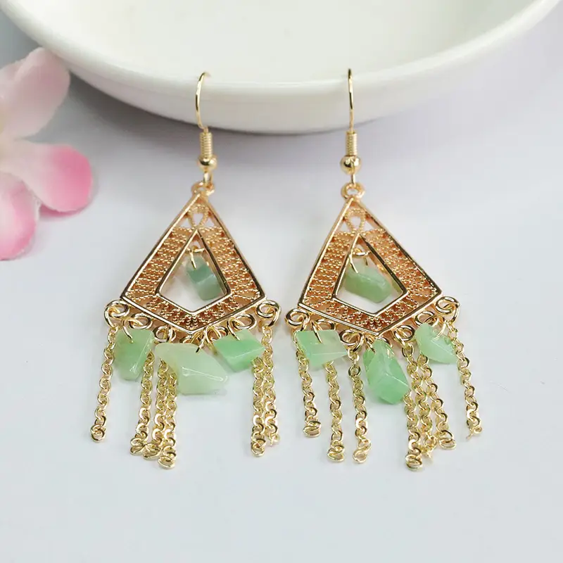 Guan Yu Jade Fruit Green Irregular Earrings for Women — feature 7