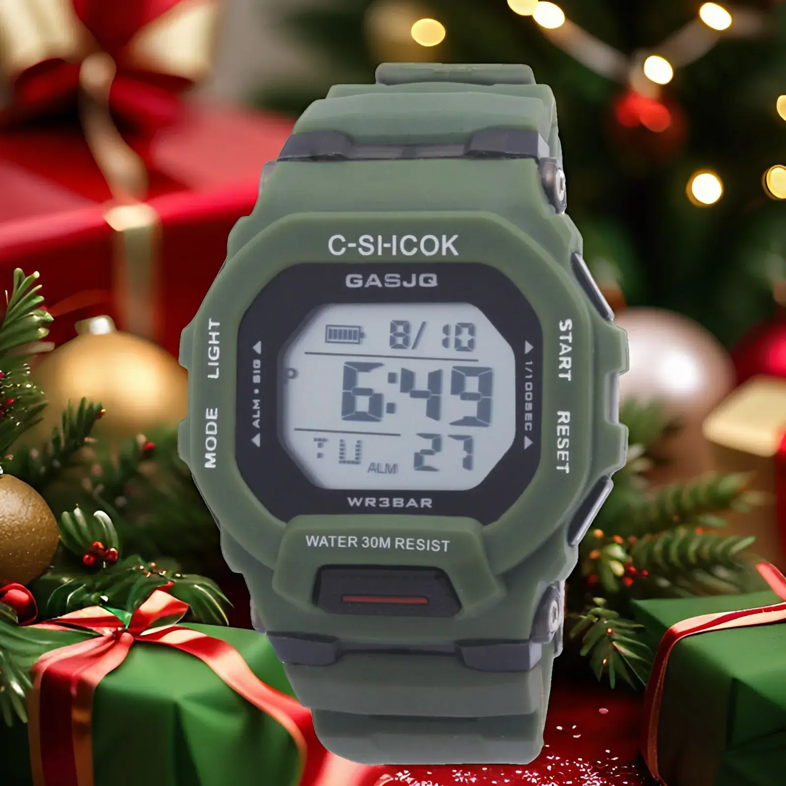 Green Digital Watch for Men 30m Waterproof - Image 3