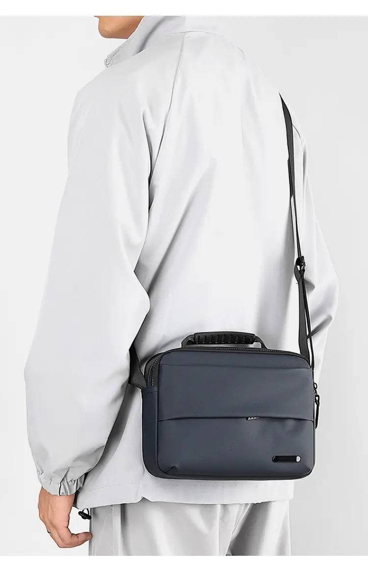 Men's Grey Crossbody Messenger Bag with Camera & Pen — feature 10