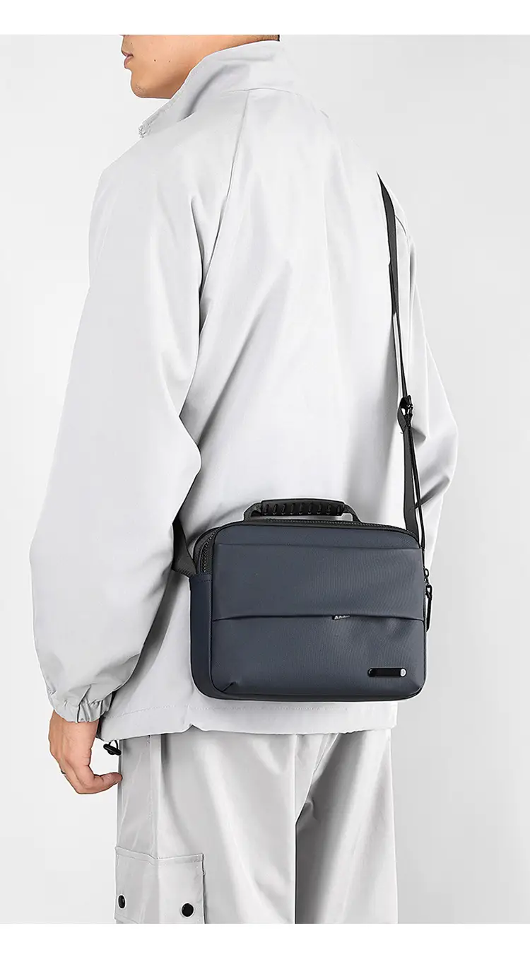 Men's Grey Crossbody Messenger Bag with Camera & Pen — feature 16