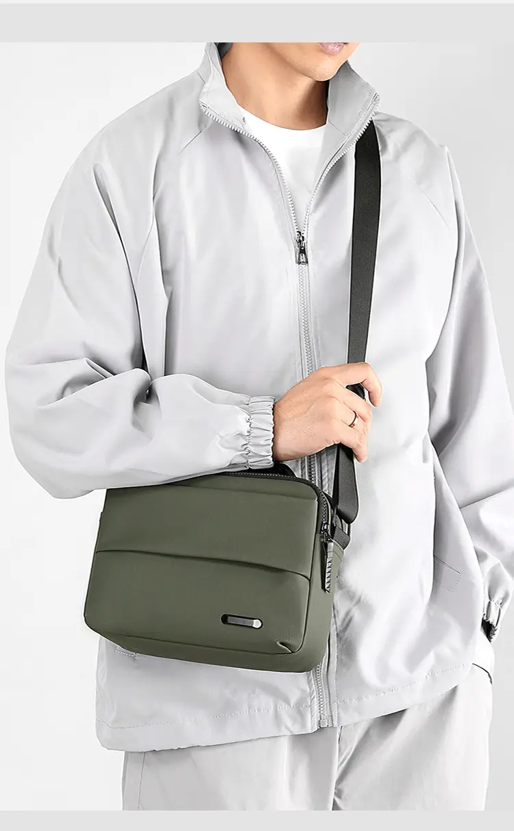 Men's Grey Crossbody Messenger Bag with Camera & Pen — feature 18