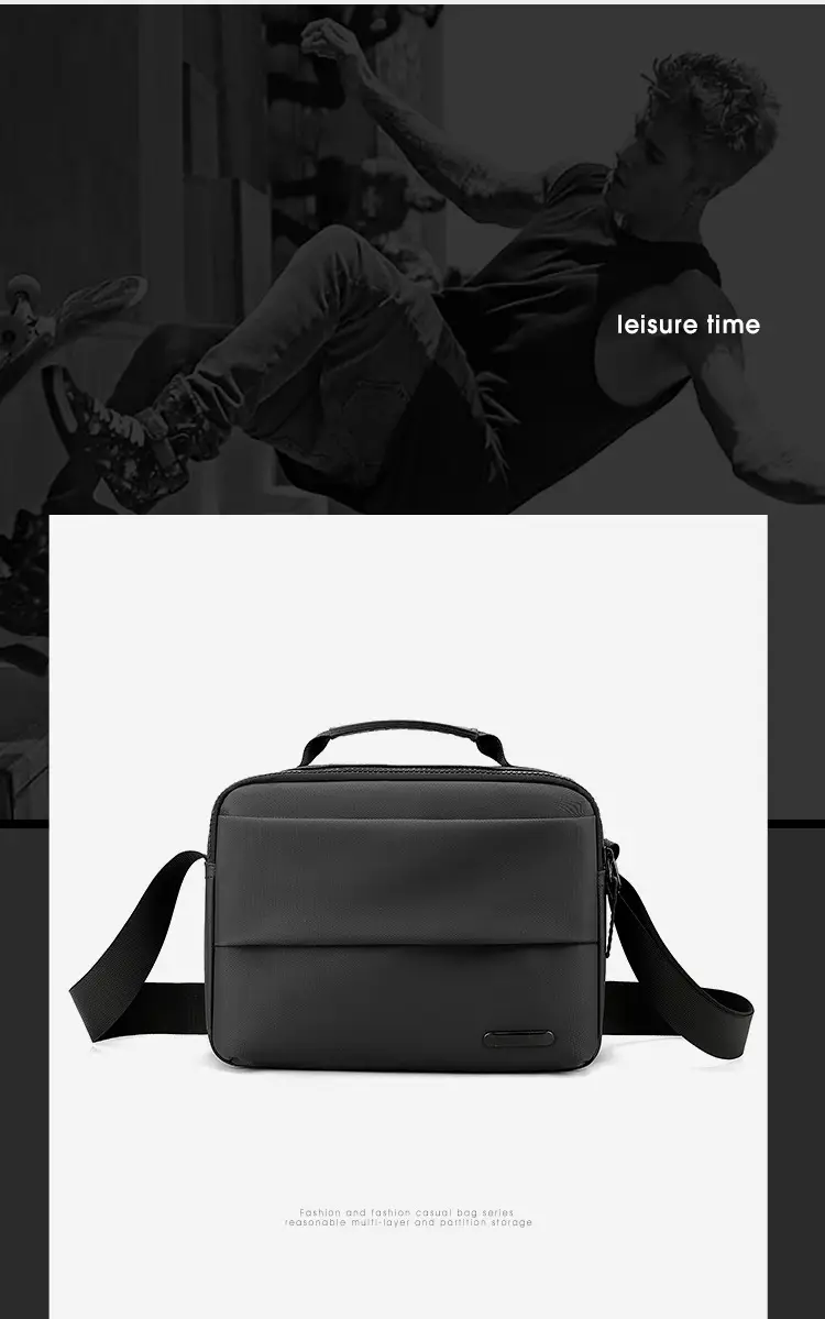 Men's Grey Crossbody Messenger Bag with Camera & Pen — feature 19