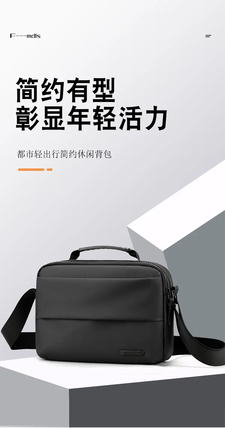 Men's Grey Crossbody Messenger Bag with Camera & Pen — feature 2