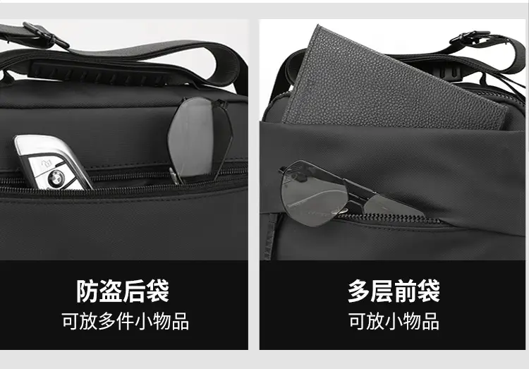 Men's Grey Crossbody Messenger Bag with Camera & Pen — feature 6