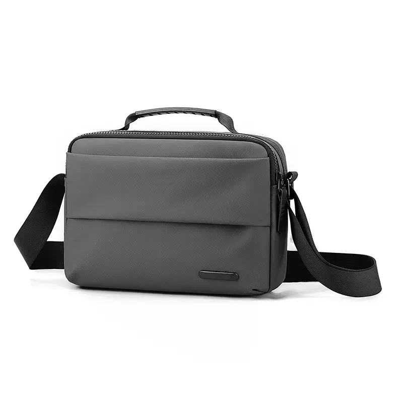 Men's Grey Crossbody Messenger Bag with Camera & Pen - Image 2