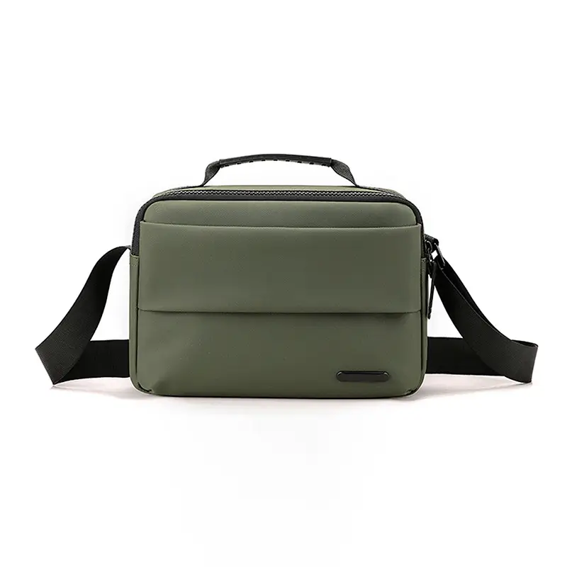 Men's Grey Crossbody Messenger Bag with Camera & Pen - Image 4