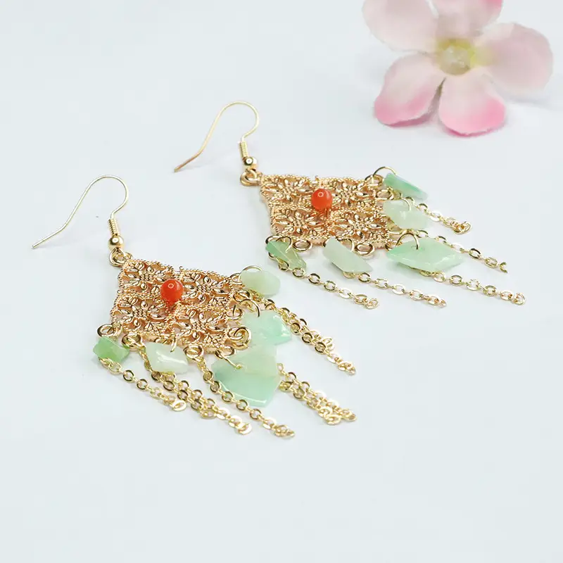 Guan Yu Jade Fruit Green Irregular Earrings for Women - Image 5