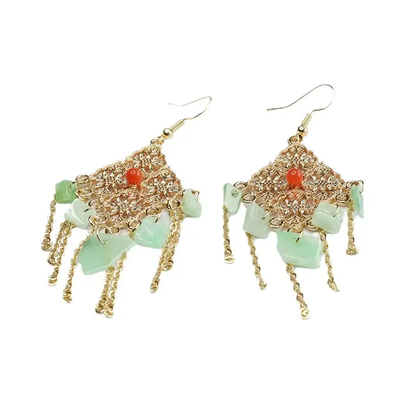 Guan Yu Jade Fruit Green Irregular Earrings for Women - Image 6