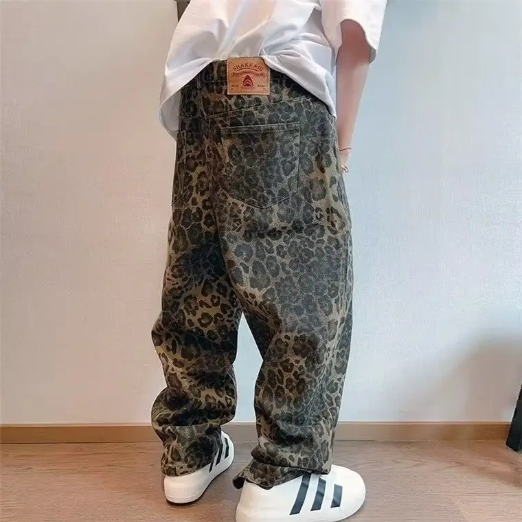 Men Leopard Print Wide Leg Pants Spring Autumn - Image 3