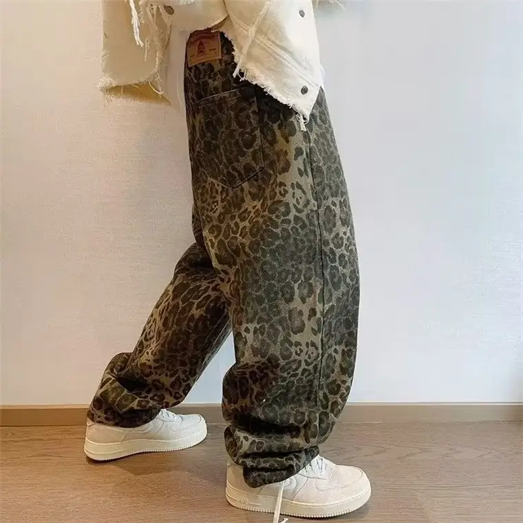 Men Leopard Print Wide Leg Pants Spring Autumn - Image 5