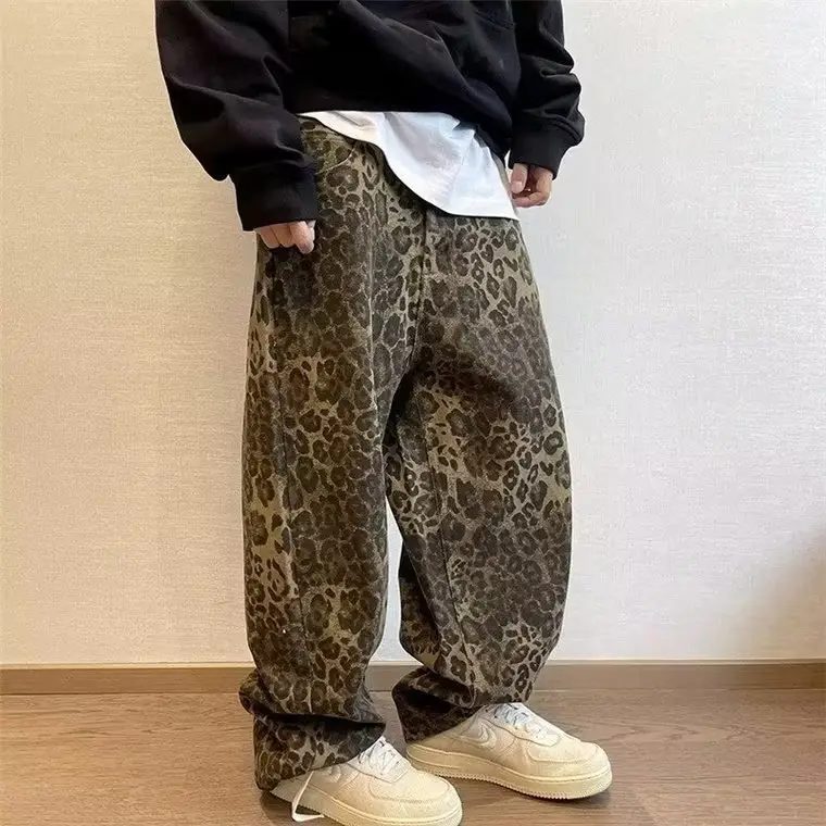 Men Leopard Print Wide Leg Pants Spring Autumn — feature 11