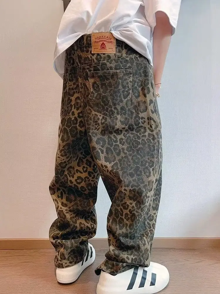 Men Leopard Print Wide Leg Pants Spring Autumn — feature 3