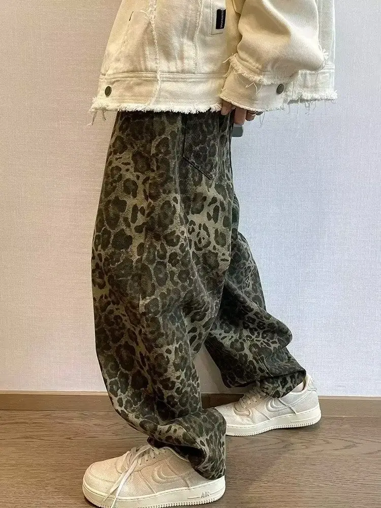 Men Leopard Print Wide Leg Pants Spring Autumn — feature 5