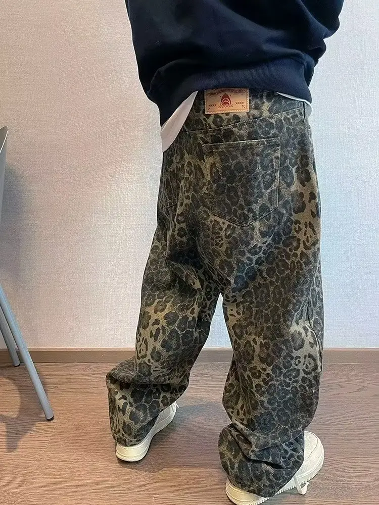 Men Leopard Print Wide Leg Pants Spring Autumn — feature 7