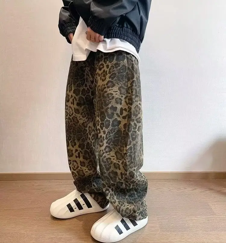 Men Leopard Print Wide Leg Pants Spring Autumn — feature 9
