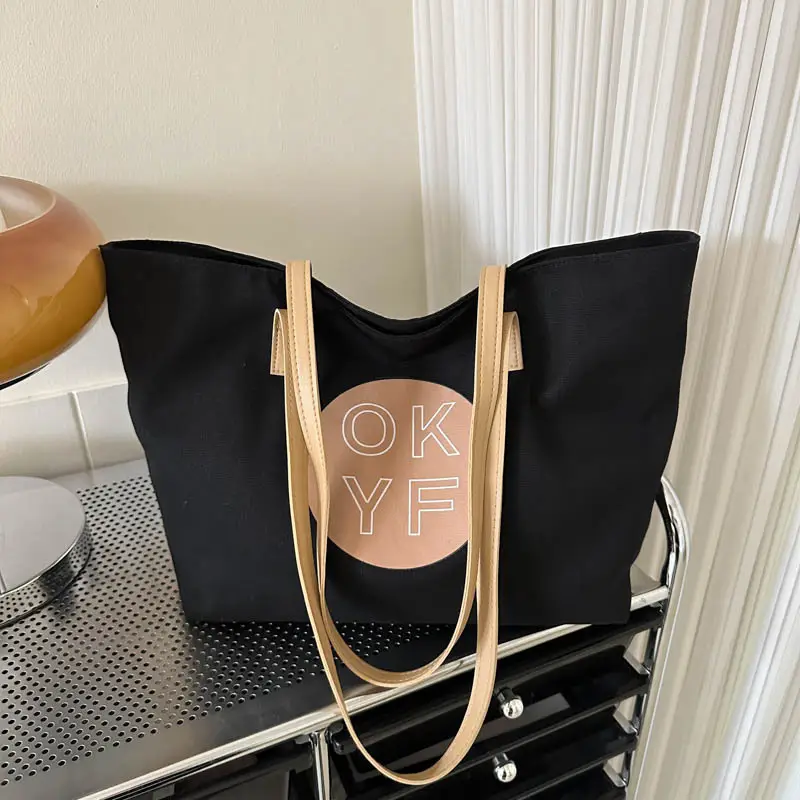 Women Textured Canvas Tote Bag OKYF 2023 Winter New - Image 6